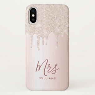 Personalisierte Rose Gold Glitzer Tropfen New Mrs. Case-Mate iPhone Hülle