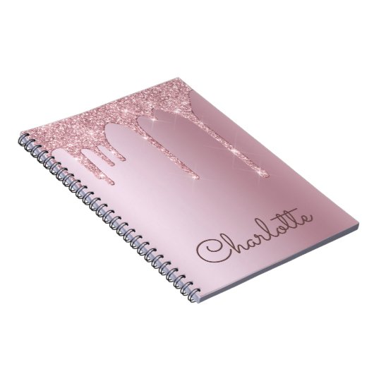 Personalisierte Rose Gold Glitzer Tropfen Notebook Notizblock (Rechte Seite)