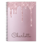 Personalisierte Rose Gold Glitzer Tropfen Notebook Notizblock (Vorderseite)