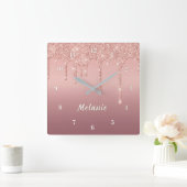 Personalisierte Rose Gold Glitzer Uhr Individuelle (Zuhause)