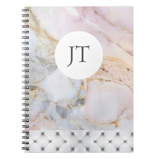 Personalisierte Rose Gold Gray Marble Notebook Notizblock (Vorderseite)