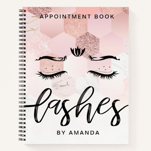 Personalisierte Rose Gold Lashes Terminkalender Notizblock (Vorderseite)