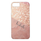 Personalisierte Rose Gold Leder Glitzer Klare Sach Case-Mate iPhone Hülle (Rückseite)