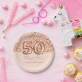 Personalisierte Rose Gold Leopard Print 50. Geburt Pappteller (Party)