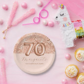 Personalisierte Rose Gold Leopard Print 70. Geburt Pappteller (Party)