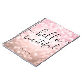 Personalisierte Rose Gold Lights "Hello Beautiful" Notizblock (Linke Seite)