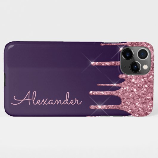 Personalisierte Rose Gold Lila Handgeschriebener H iPhone Hülle (Rückseite (Horizontal))