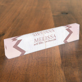 Personalisierte Rose Gold Marble Geometric Namensplakette
