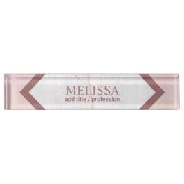 Personalisierte Rose Gold Marble Geometric Namensplakette