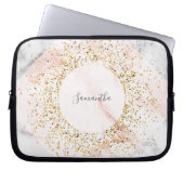 Personalisierte Rose Gold-Marmor-Glitzer Notebook- Laptopschutzhülle (Vorderseite)