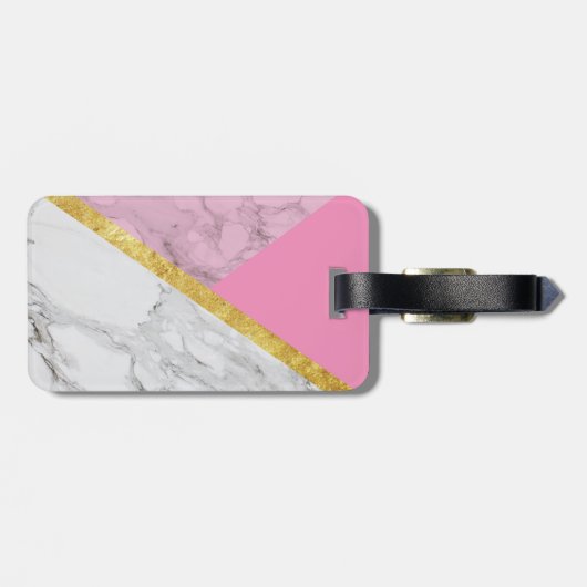 Personalisierte Rose Gold Marmor Rosa Gepäckmarke Gepäckanhänger (Rückseite horizontal)