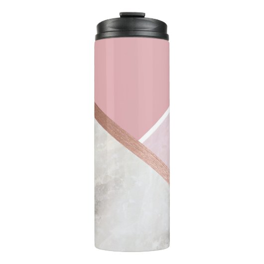 Personalisierte Rose Gold Marmoreffekt Travel Mug Thermosbecher (Vorderseite)