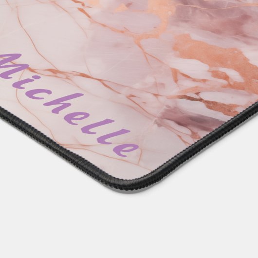 Personalisierte Rose Gold-Marmorschreibmatte Schreibtischunterlage (Ecke)