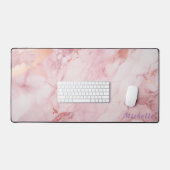 Personalisierte Rose Gold-Marmorschreibmatte Schreibtischunterlage (Tastatur & Maus)