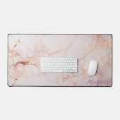 Personalisierte Rose Gold-Marmorschreibmatte Schreibtischunterlage (Tastatur & Maus)