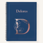 Personalisierte Rose Gold Monogram Initial D Notizblock (Vorderseite)