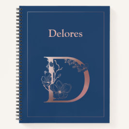 Personalisierte Rose Gold Monogram Initial D Notizblock