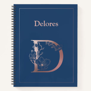 Personalisierte Rose Gold Monogram Initial D Notizblock