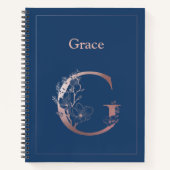 Personalisierte Rose Gold Monogram Initial G Notizblock (Vorderseite)