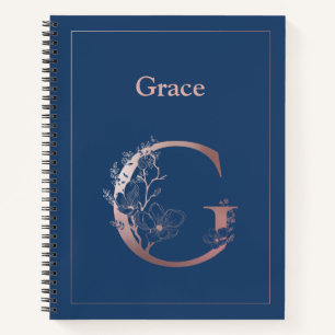 Personalisierte Rose Gold Monogram Initial G Notizblock