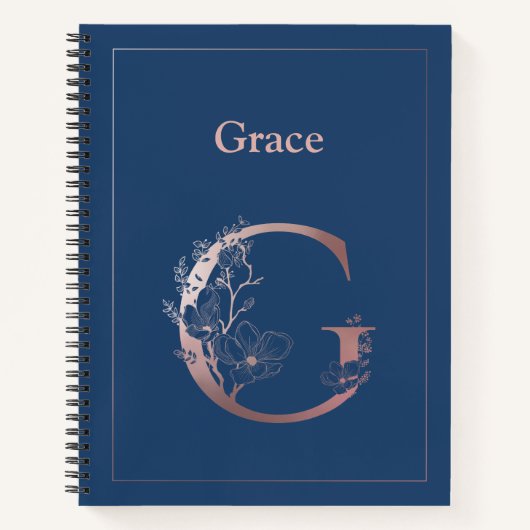 Personalisierte Rose Gold Monogram Initial G Notizblock (Vorderseite)