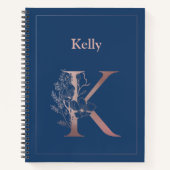 Personalisierte Rose Gold Monogram Initial K Notizblock (Vorderseite)