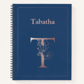 Personalisierte Rose Gold Monogram Initial T Notizblock (Vorderseite)