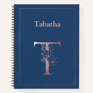 Personalisierte Rose Gold Monogram Initial T Notizblock