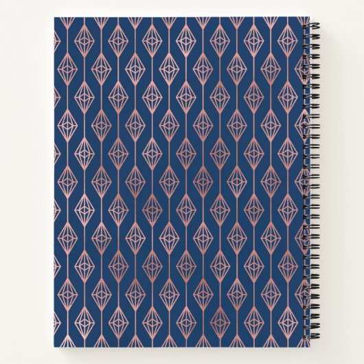 Personalisierte Rose Gold Monogram, Initial W Notizblock (Rückseite)