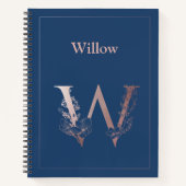 Personalisierte Rose Gold Monogram, Initial W Notizblock (Vorderseite)