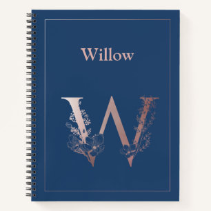 Personalisierte Rose Gold Monogram, Initial W Notizblock