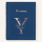 Personalisierte Rose Gold Monogram Initial Y Notizblock (Vorderseite)