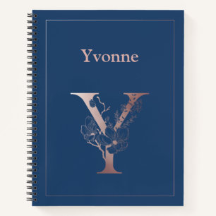 Personalisierte Rose Gold Monogram Initial Y Notizblock