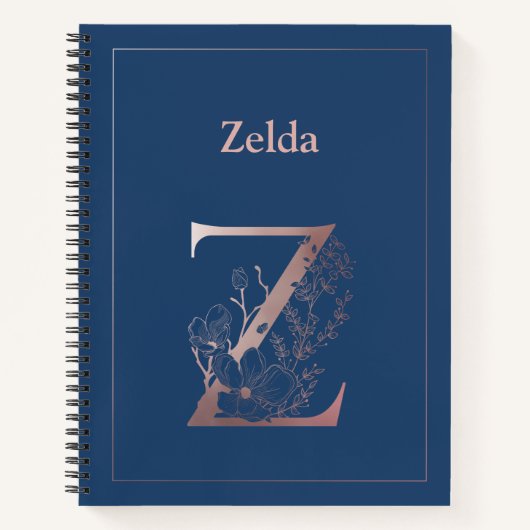Personalisierte Rose Gold Monogram Initial Z Notizblock (Vorderseite)