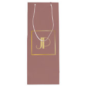 Personalisierte Rose Gold Monogram Moderne Elegant Geschenktüte Für Weinflaschen (Rückseite)