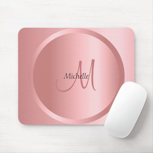 Personalisierte Rose Gold Monogram Moderne Elegant Mousepad (Mit Mouse)