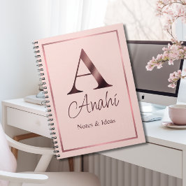 Personalisierte Rose Gold Monogram | Pink Notizblock