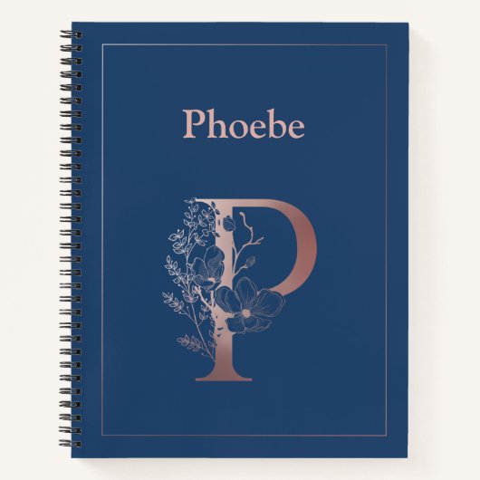 Personalisierte Rose Gold Monogramm erste P Notizblock (Vorderseite)