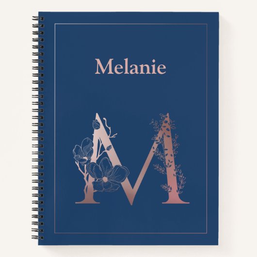 Personalisierte Rose Gold Monogramm Notizblock (Vorderseite)