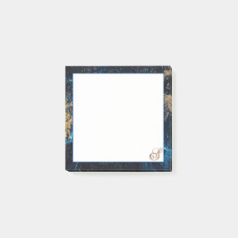 Personalisierte Rose Gold Navy Blue MARBLE Sticky Post-it Klebezettel