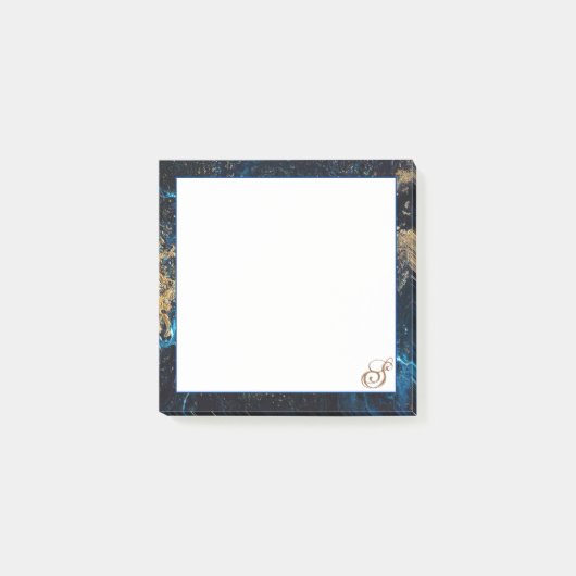 Personalisierte Rose Gold Navy Blue MARBLE Sticky Post-it Klebezettel (Vorderseite)