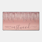 Personalisierte Rose Gold Ombre Glitzer Tropfen Schreibtischunterlage (Vorderseite)