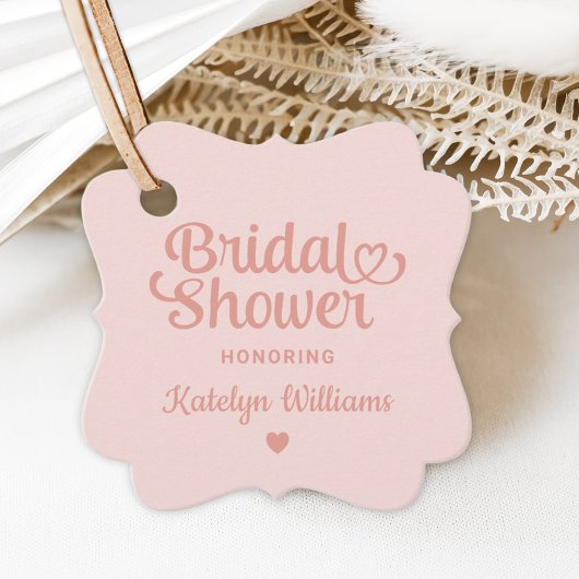 Personalisierte Rose Gold Pink Wedding Brautparty Geschenkanhänger
