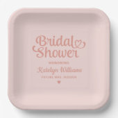 Personalisierte Rose Gold Pink Wedding Brautparty Pappteller (Vorderseite)