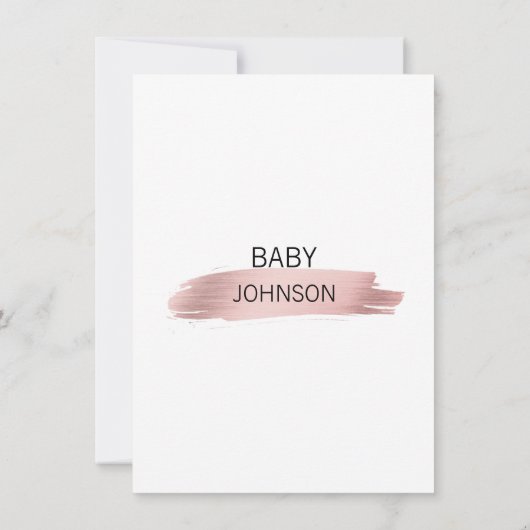 Personalisierte Rose Gold Pink White Girl Babydusc Einladung (Rückseite)