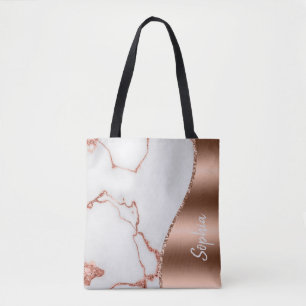 Personalisierte Rose Gold Shimmer Marmorglas Glam Tasche