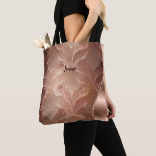Personalisierte Rose Gold Shimmer Textur Glitzer W Tasche