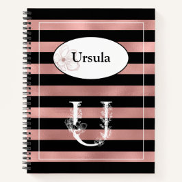 Personalisierte Rose Gold Streifen mit anfängliche Notizblock