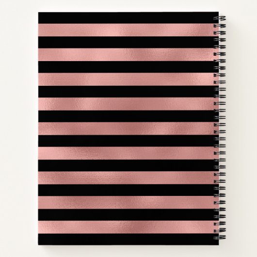 Personalisierte Rose Gold Streifen mit Initial C Notizblock (Rückseite)