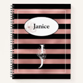 Personalisierte Rose Gold Streifen mit Initial J Notizblock (Vorderseite)
